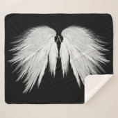 ANGEL WINGS Monogram Black Sherpa Deken (Voorkant (horizontaal))