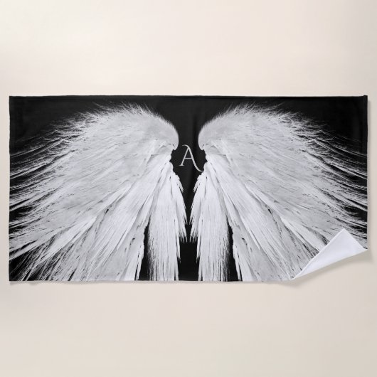 ANGEL WINGS Monogram Black Strandlaken (Voorkant)