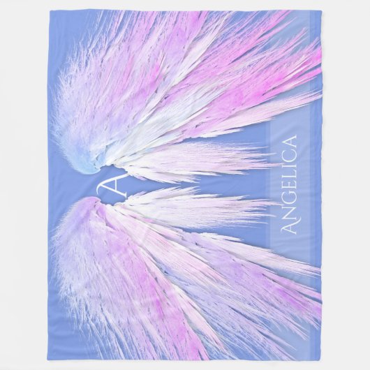 ANGEL WINGS Monogram Dreamweaver Pink Soft Blue Fleece Deken (Voorkant)