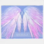 ANGEL WINGS Monogram Dreamweaver Pink Soft Blue Fleece Deken (Voorkant (Horizontaal))
