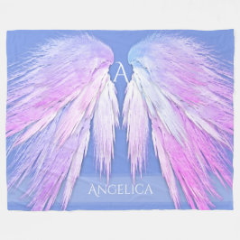 ANGEL WINGS Monogram Dreamweaver Pink Soft Blue Fleece Deken