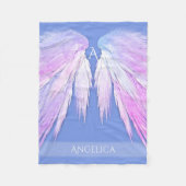 ANGEL WINGS Monogram Dreamweaver Pink Soft Blue Fleece Deken (Voorkant)