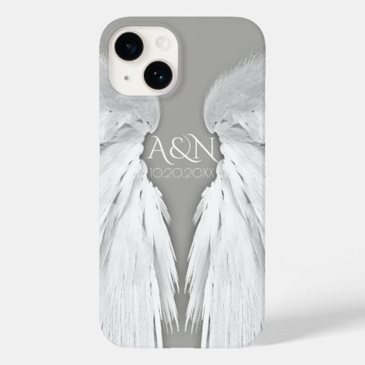 ANGEL WINGS Monogram Elegant Grey Case-Mate iPhone Case (Achterkant)