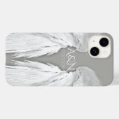 ANGEL WINGS Monogram Elegant Grey Case-Mate iPhone Case (Achterkant (horizontaal))