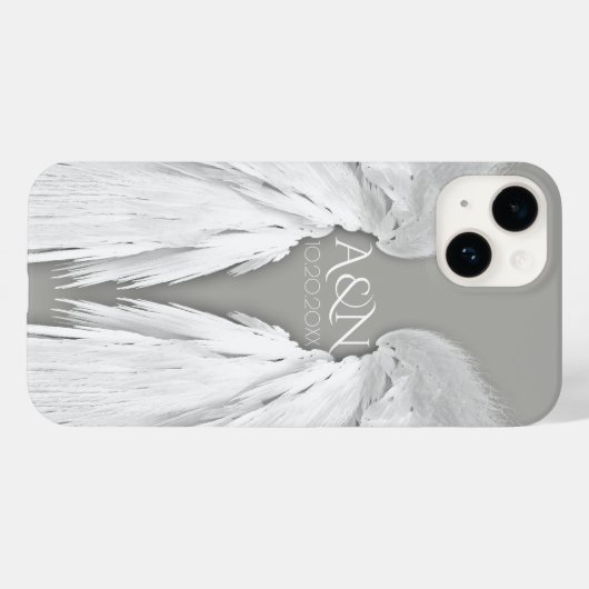 ANGEL WINGS Monogram Elegant Grey Case-Mate iPhone Case (Achterkant (horizontaal))