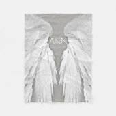 ANGEL WINGS Monogram Elegant Grey Fleece Deken (Voorkant)