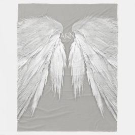 ANGEL WINGS Monogram Elegant Grey Fleece Deken