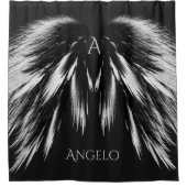 ANGEL WINGS Monogram Grey Black Douchegordijn (Voorkant)