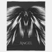 ANGEL WINGS Monogram Grey Black Fleece Deken (Voorkant)
