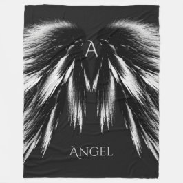 ANGEL WINGS Monogram Grey Black Fleece Deken