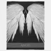 ANGEL WINGS Monogram Naam Zwart Fleece Deken (Voorkant)