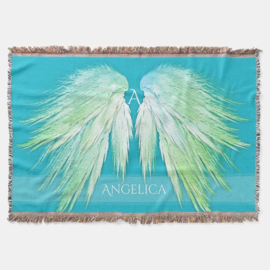 ANGEL WINGS Monogram Name Fresh Ombre Deken (Voorkant)