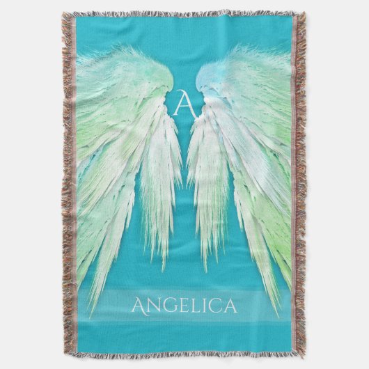 ANGEL WINGS Monogram Name Fresh Ombre Deken (Voorkant Verticaal)