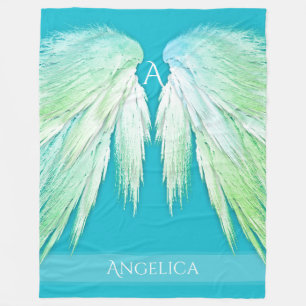 ANGEL WINGS Monogram Name Fresh Ombre Fleece Deken