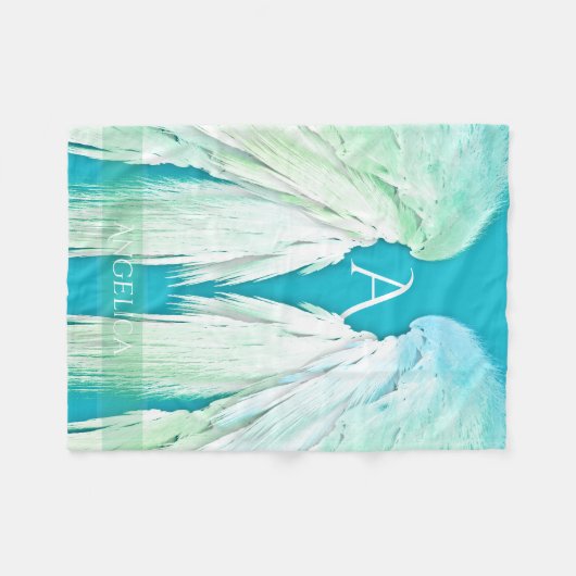 ANGEL WINGS Monogram Name Fresh Ombre Fleece Deken (Voorkant (Horizontaal))