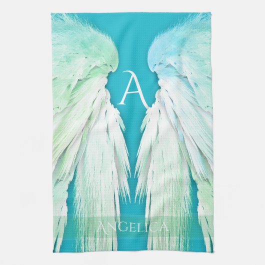 ANGEL WINGS Monogram Name Fresh Ombre Theedoek (Verticaal)