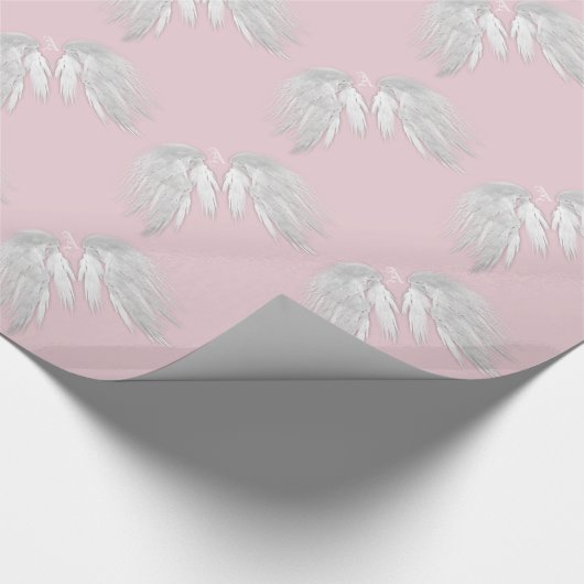 ANGEL WINGS Monogram roze Cadeaupapier (Hoek)