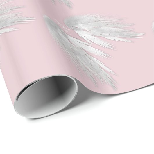 ANGEL WINGS Monogram roze Cadeaupapier (Rol Hoek)