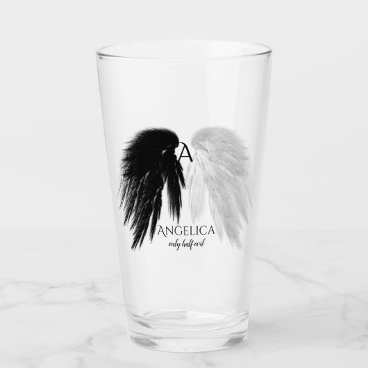 ANGEL WINGS Monogram 'slechts half kwaad' Fungeren Glas (Voorkant)