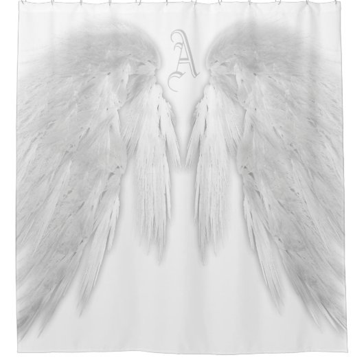 ANGEL WINGS Monogram White Douchegordijn (Voorkant)