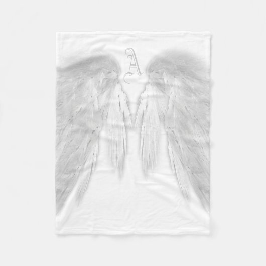 ANGEL WINGS Monogram White Fleece Deken (Voorkant)