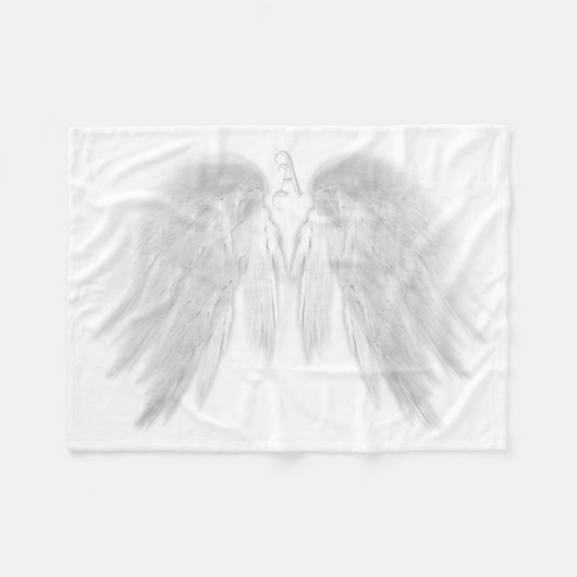 ANGEL WINGS Monogram White Fleece Deken (Voorkant (Horizontaal))