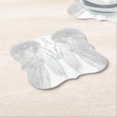 ANGEL WINGS Monogram White Kartonnen Onderzetters (Gekanteld)