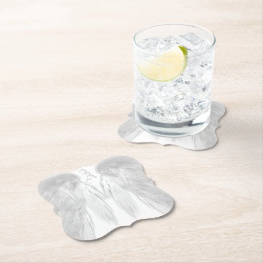 ANGEL WINGS Monogram White Kartonnen Onderzetters (Insitu)