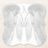 ANGEL WINGS Monogram White Kartonnen Onderzetters (Voorkant)