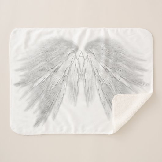 ANGEL WINGS Monogram White Sherpa Deken (Voorkant (horizontaal))