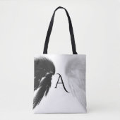 ANGEL WINGS Monogram Zwart + Wit Tote Bag (Voorkant)