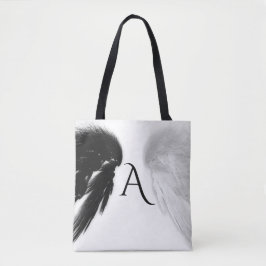 ANGEL WINGS Monogram Zwart + Wit Tote Bag