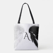 ANGEL WINGS Monogram Zwart + Wit Tote Bag (Achterkant)