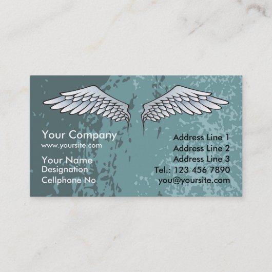 Angel Wings Muddy Blue Visitekaartje (Voorkant)
