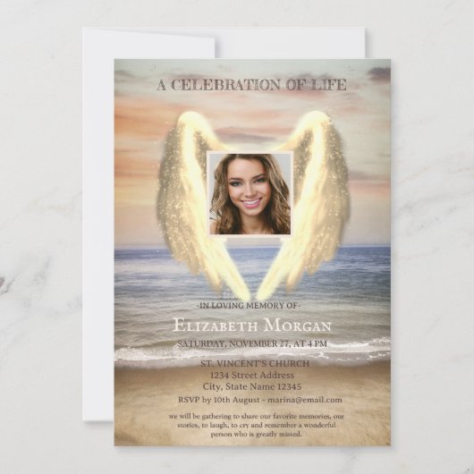 Angel Wings Ocean Beach Fotoviering van het leven Kaart (Voorkant)