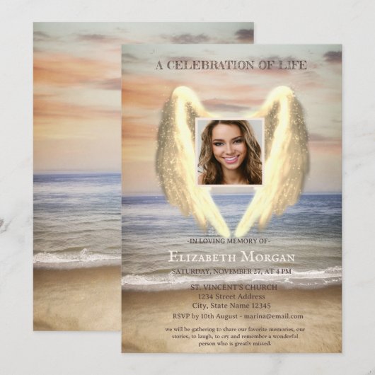 Angel Wings Ocean Beach Fotoviering van het leven Kaart (Voorkant / Achterkant)