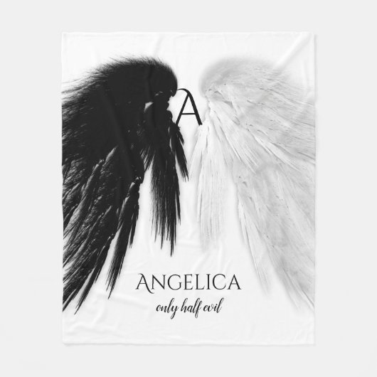 ANGEL WINGS 'Only Half Evil' Monogram Funny Fleece Deken (Voorkant)