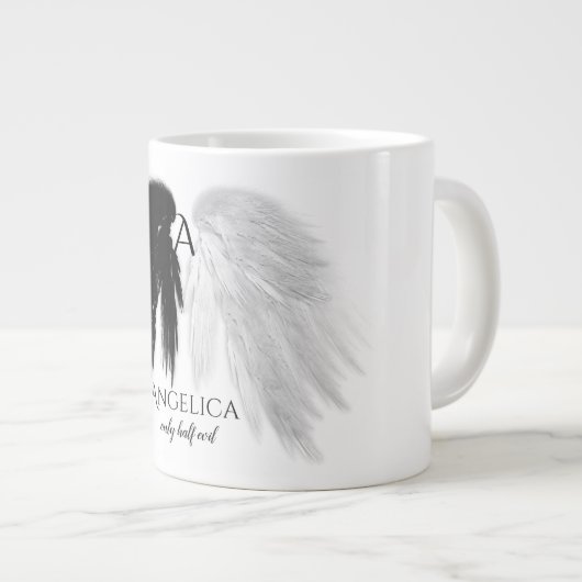 ANGEL WINGS 'Only Half Evil' Monogram Funny Grote Koffiekop (Voorkant rechts)