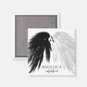 ANGEL WINGS 'Only Half Evil' Monogram Funny Magneet (Voorkant / Achterkant)
