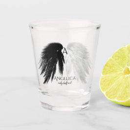 ANGEL WINGS 'Only Half Evil' Monogram Funny Shot Glas