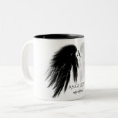 ANGEL WINGS 'Only Half Evil' Monogram Funny Tweekleurige Koffiemok (Voorkant links)