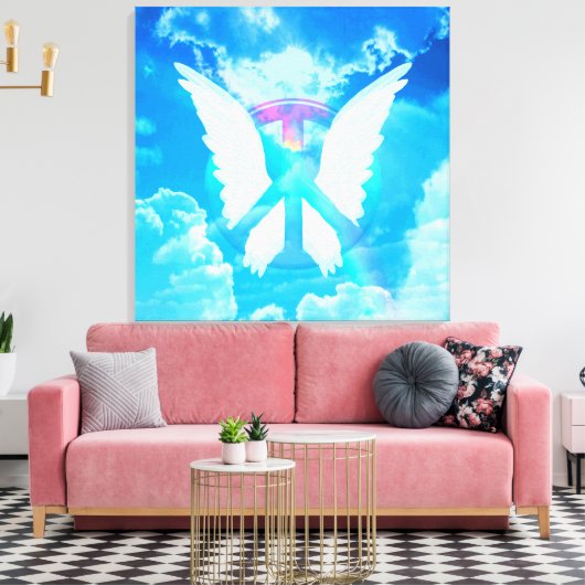 Angel Wings & Peace Sign Canvas Afdruk (Insitu (Woonkamer))