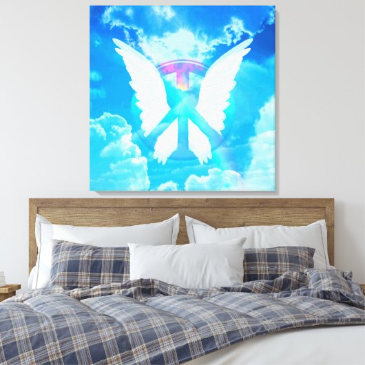 Angel Wings & Peace Sign Canvas Afdruk (Insitu (Slaapkamer))