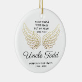 Angel Wings Personaliseerde oom Memorial Keepomwil Keramisch Ornament (Rechts)