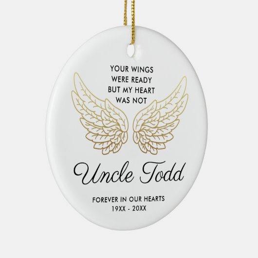 Angel Wings Personaliseerde oom Memorial Keepomwil Keramisch Ornament (Rechts)