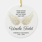 Angel Wings Personaliseerde oom Memorial Keepomwil Keramisch Ornament (Voorkant)