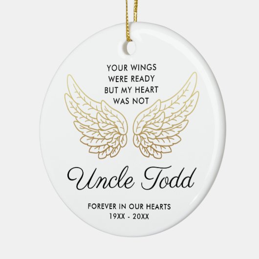 Angel Wings Personaliseerde oom Memorial Keepomwil Keramisch Ornament (Links)