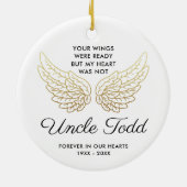 Angel Wings Personaliseerde oom Memorial Keepomwil Keramisch Ornament (Achterkant)