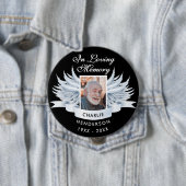 Angel Wings Photo Loving Memory Funeral/Memorial Ronde Button 4,0 Cm (In situ)