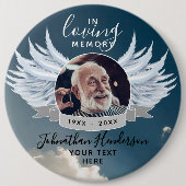 Angel Wings Photo Loving Memory Funeral/Memorial Ronde Button 6,0 Cm (Voorkant)